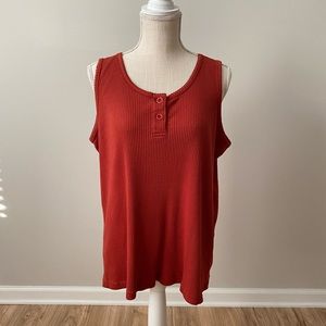 Ribbed Sleeveless Tank Orange
